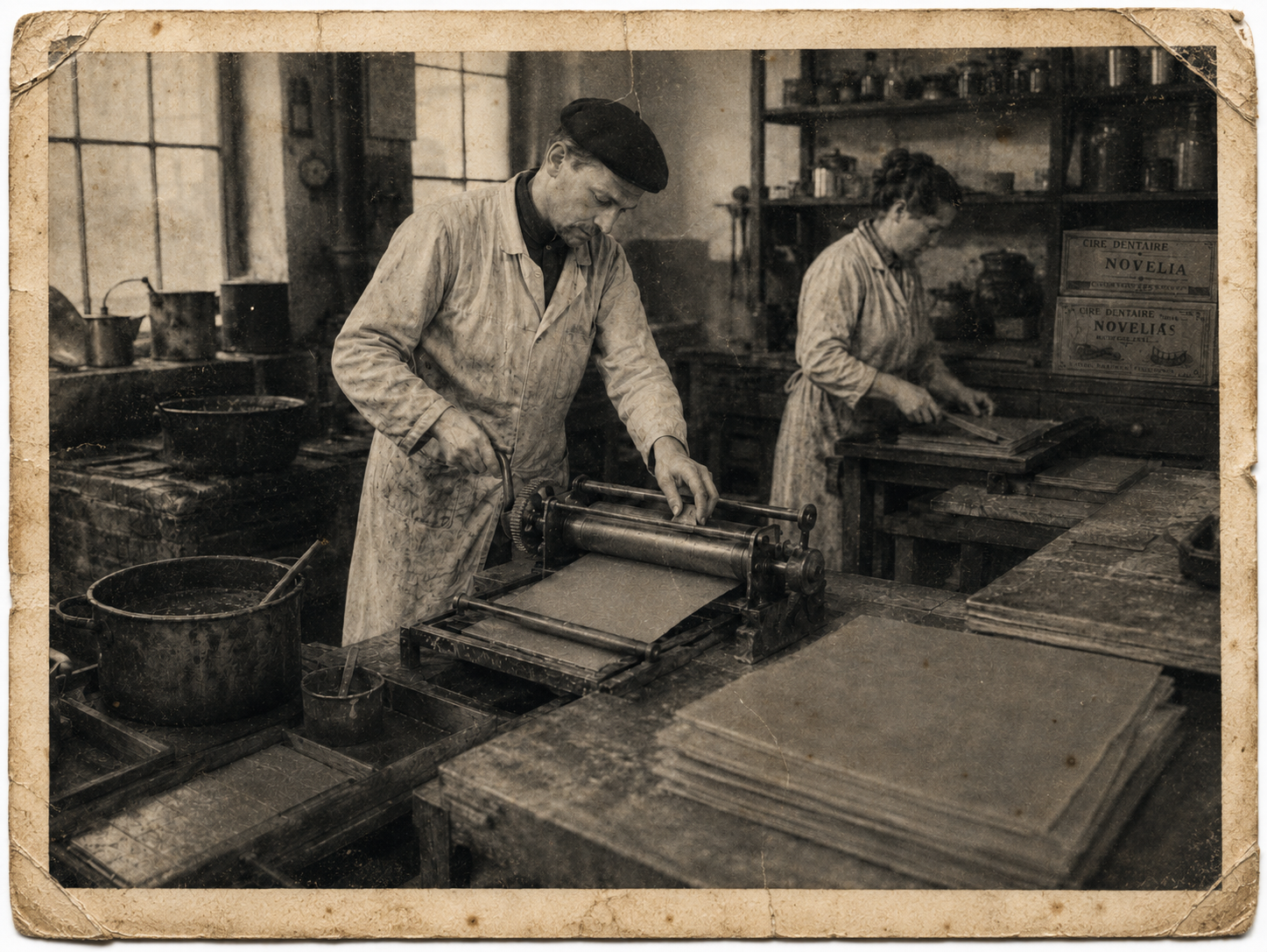 Novelia dental wax workshop in Burgundy in the 1950s